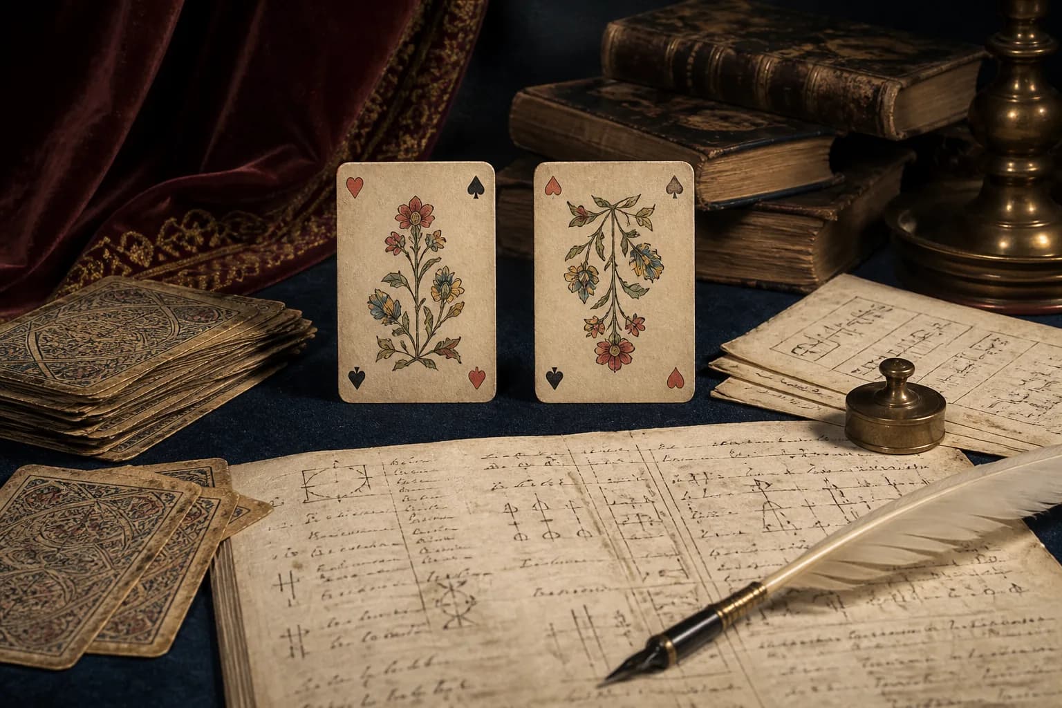 The same tarot card placed upright and upside down on a reader’s table