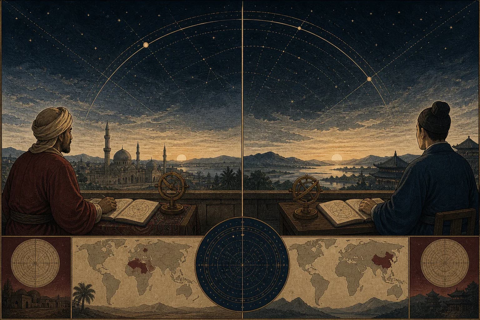 Two observers at different locations with different eastern horizons at the same moment